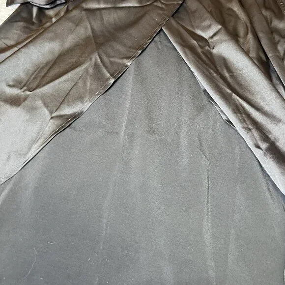 New Banana Republic Black Satin Wrap Dress Womens Size 2P Petite Party Formal - Picture 11 of 13